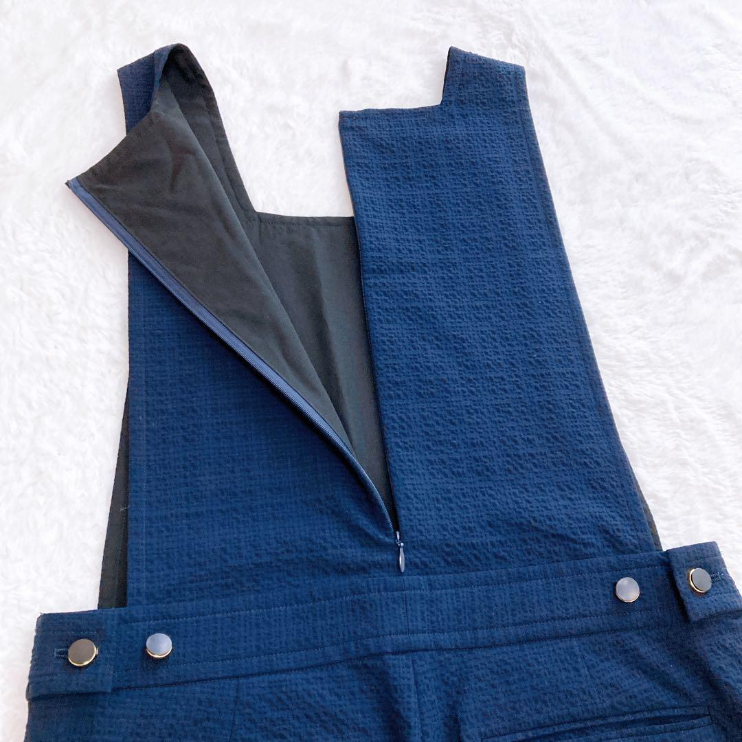 ✨美品✨バッカ シアサッカー カバードサロペット オールインワン ネイビー 36