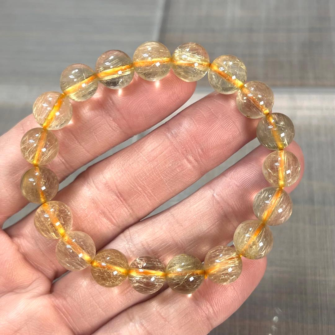 高品質　ゴールドルチルブレスレット　ルチルクォーツ　1-2