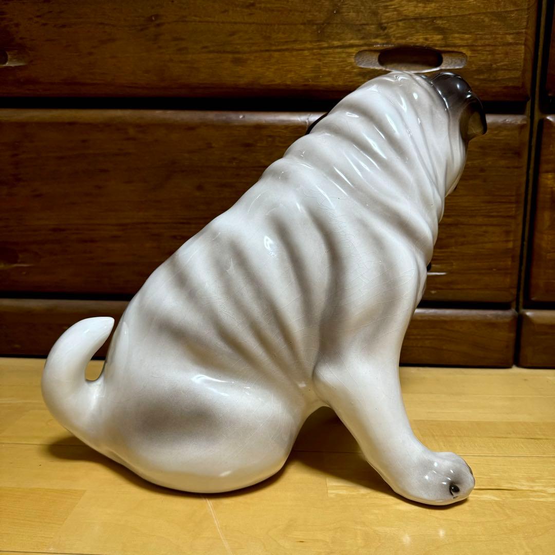 送料無料 大型40cm イタリア製 Demain パグ 陶器製 オブジェ 置物