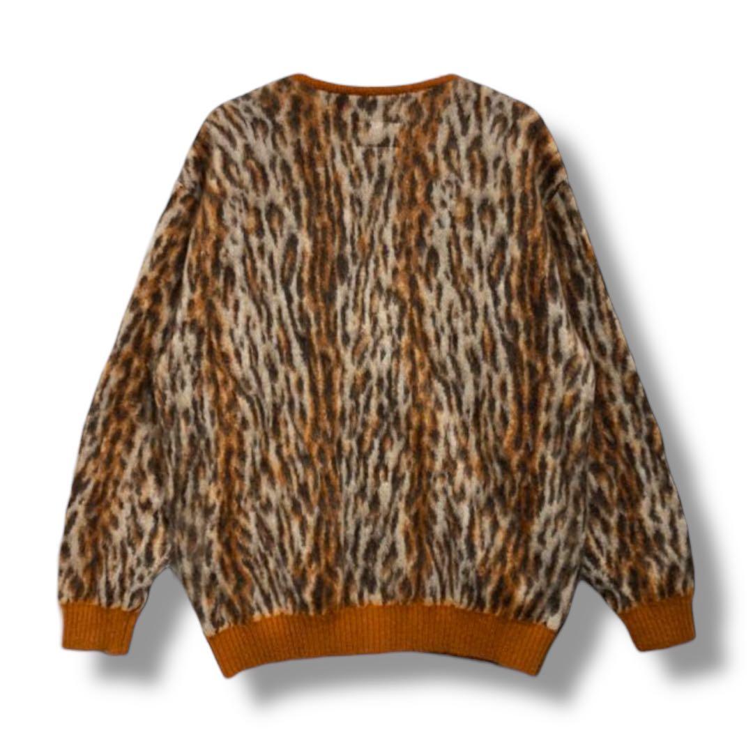 WACKO MARIA　レオパードモヘアカーディガン　ブラウン系　大きいサイズ