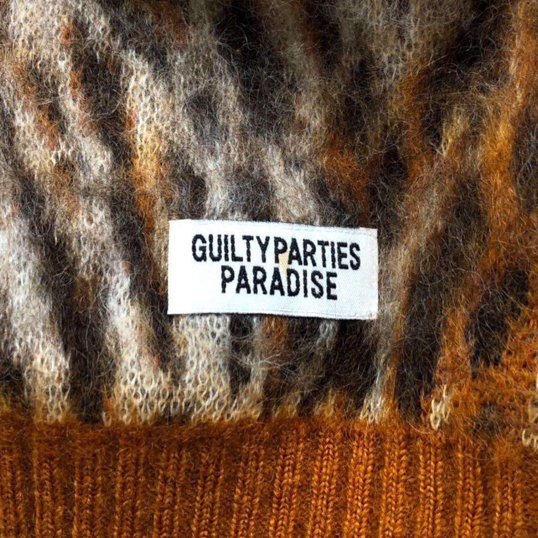 WACKO MARIA　レオパードモヘアカーディガン　ブラウン系　大きいサイズ