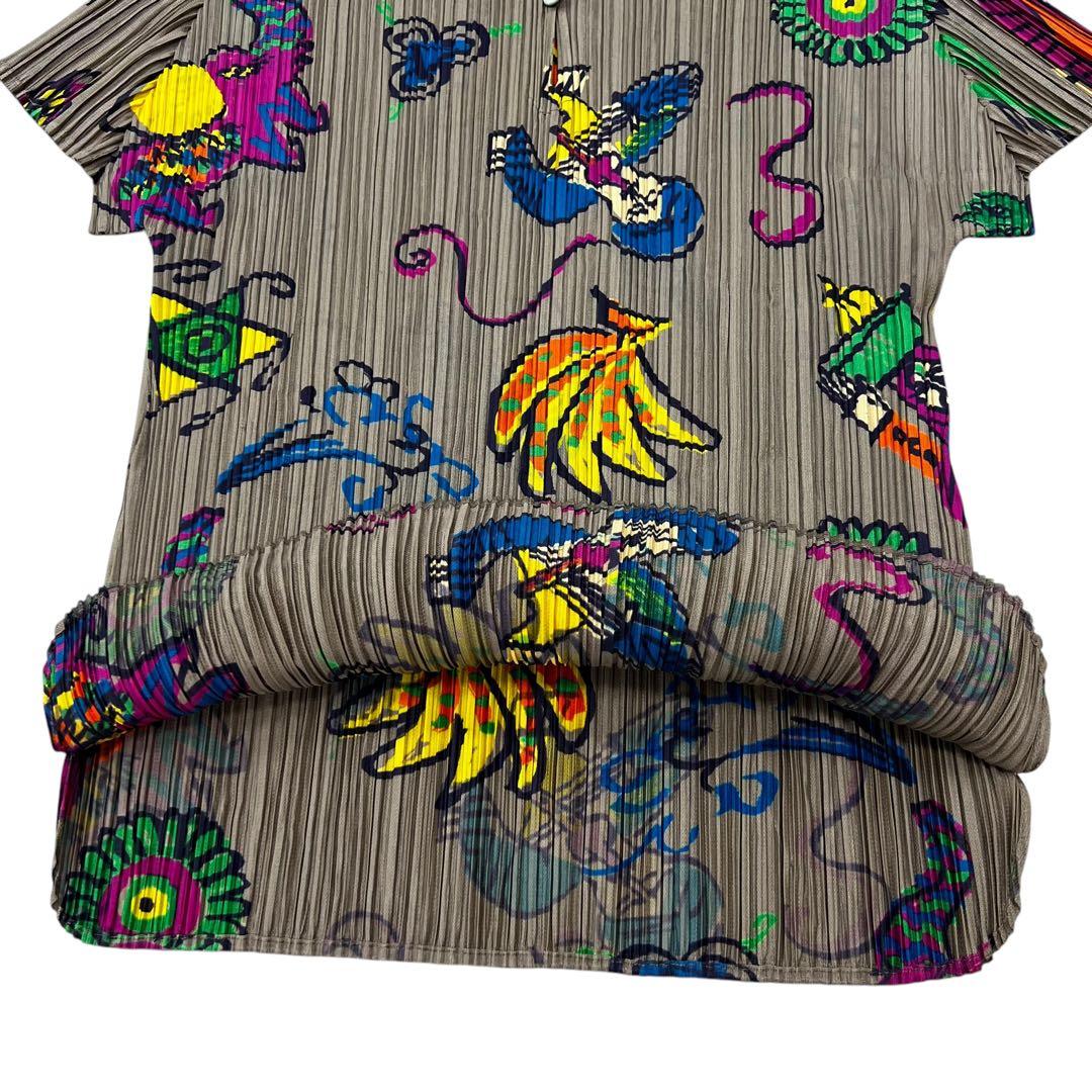 PLEATS PLEASE カットソー 総柄 アニマル ライトブラウン 3 L