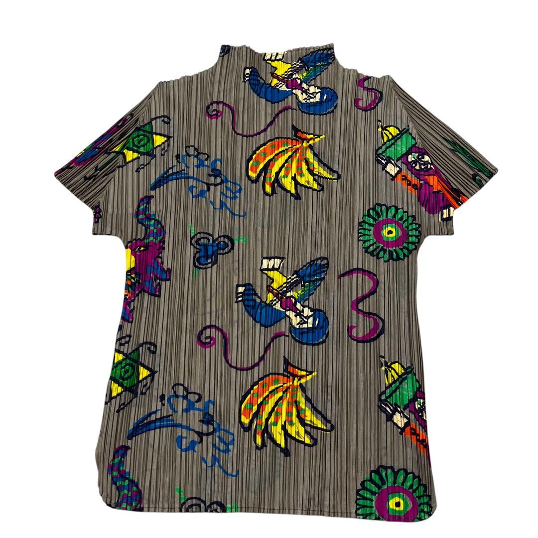 PLEATS PLEASE カットソー 総柄 アニマル ライトブラウン 3 L