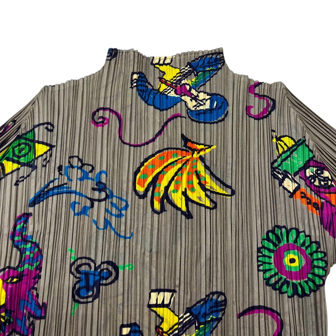 PLEATS PLEASE カットソー 総柄 アニマル ライトブラウン 3 L