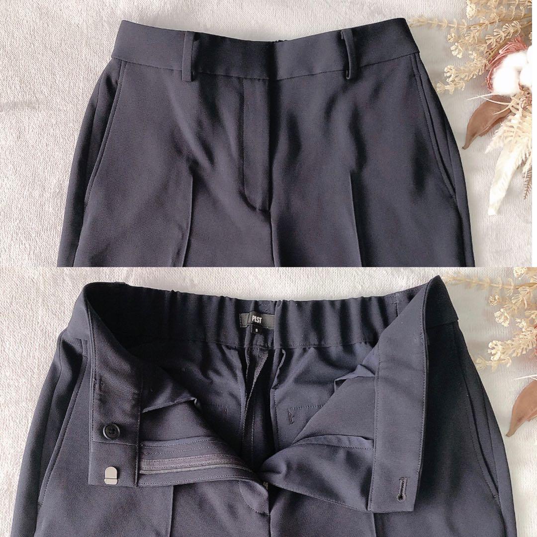 【美品】2025 PLST トリアセブレンド パンツスーツ M-S ネイビー