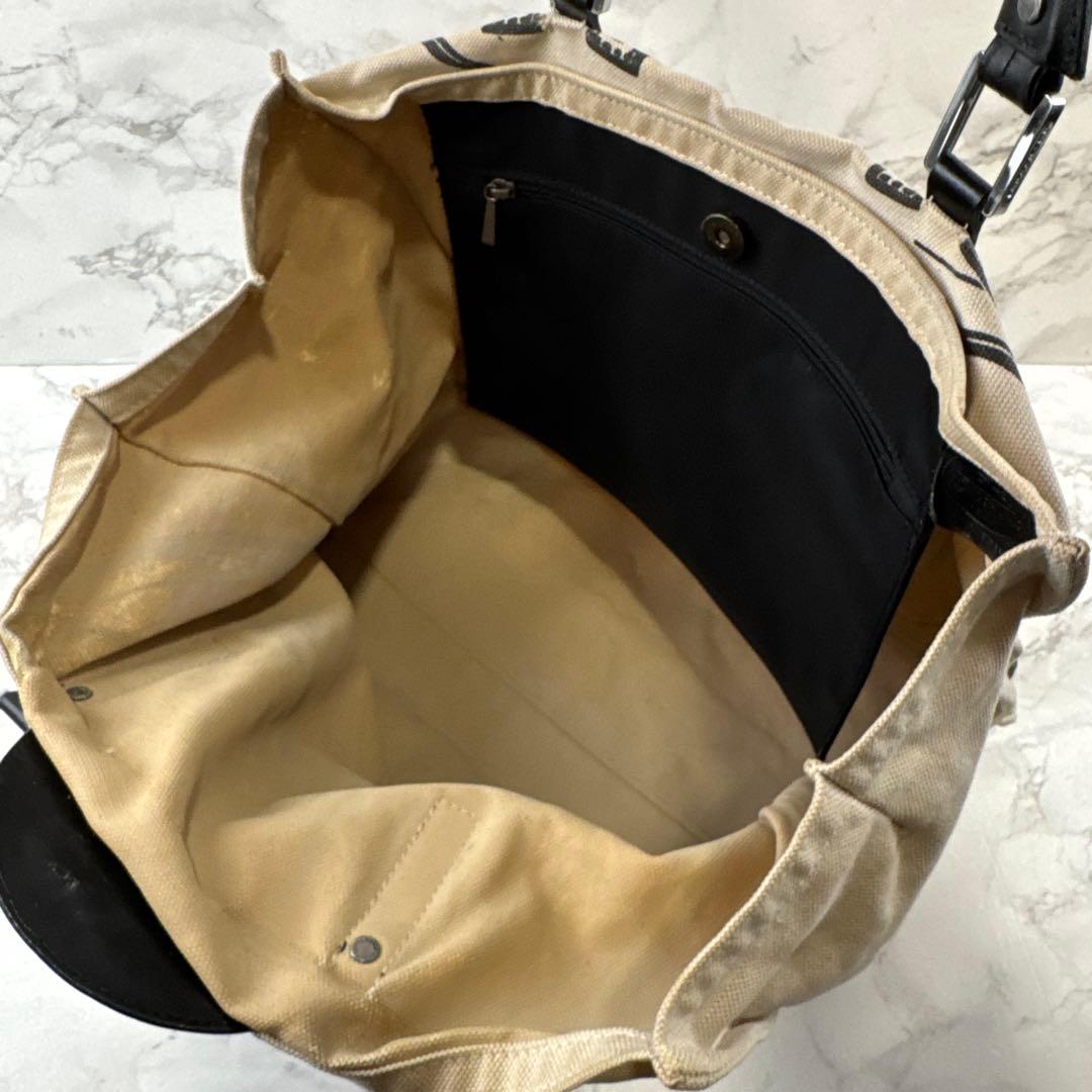 LONGCHAMP ロンシャン 転写 帆布 キャンバス×本革 レザートートバッグ