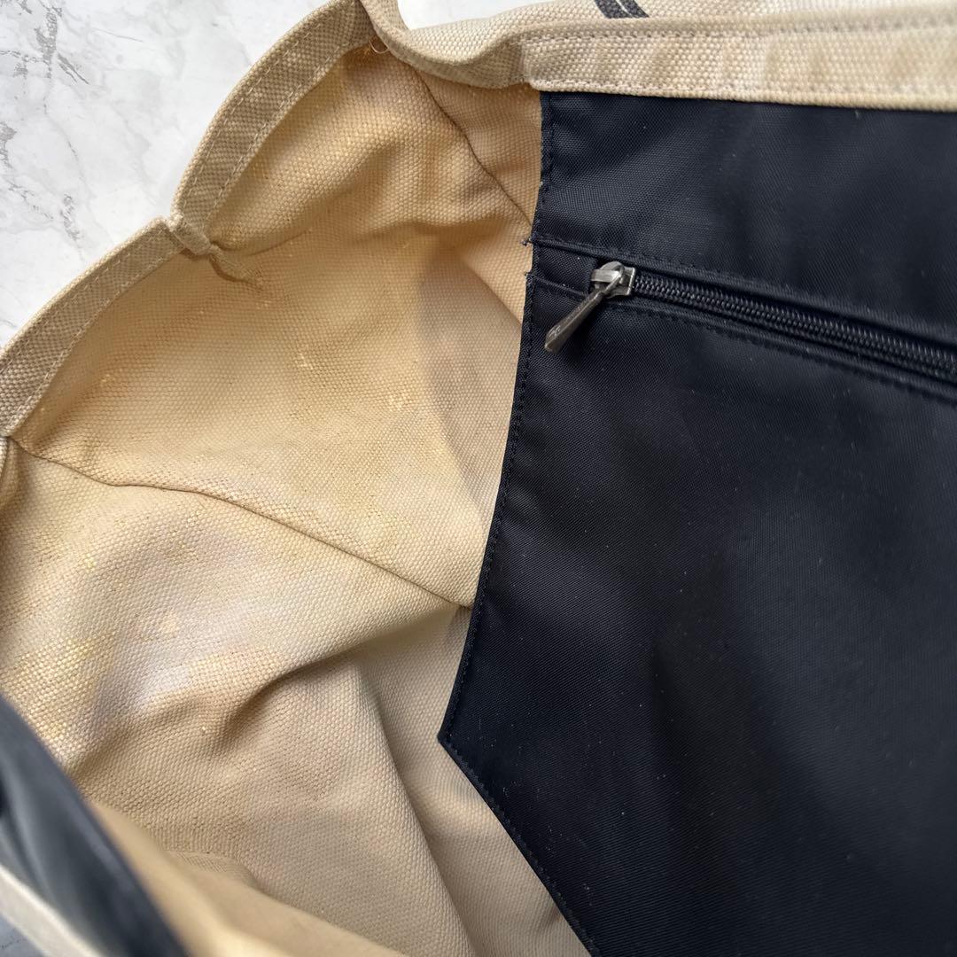 LONGCHAMP ロンシャン 転写 帆布 キャンバス×本革 レザートートバッグ