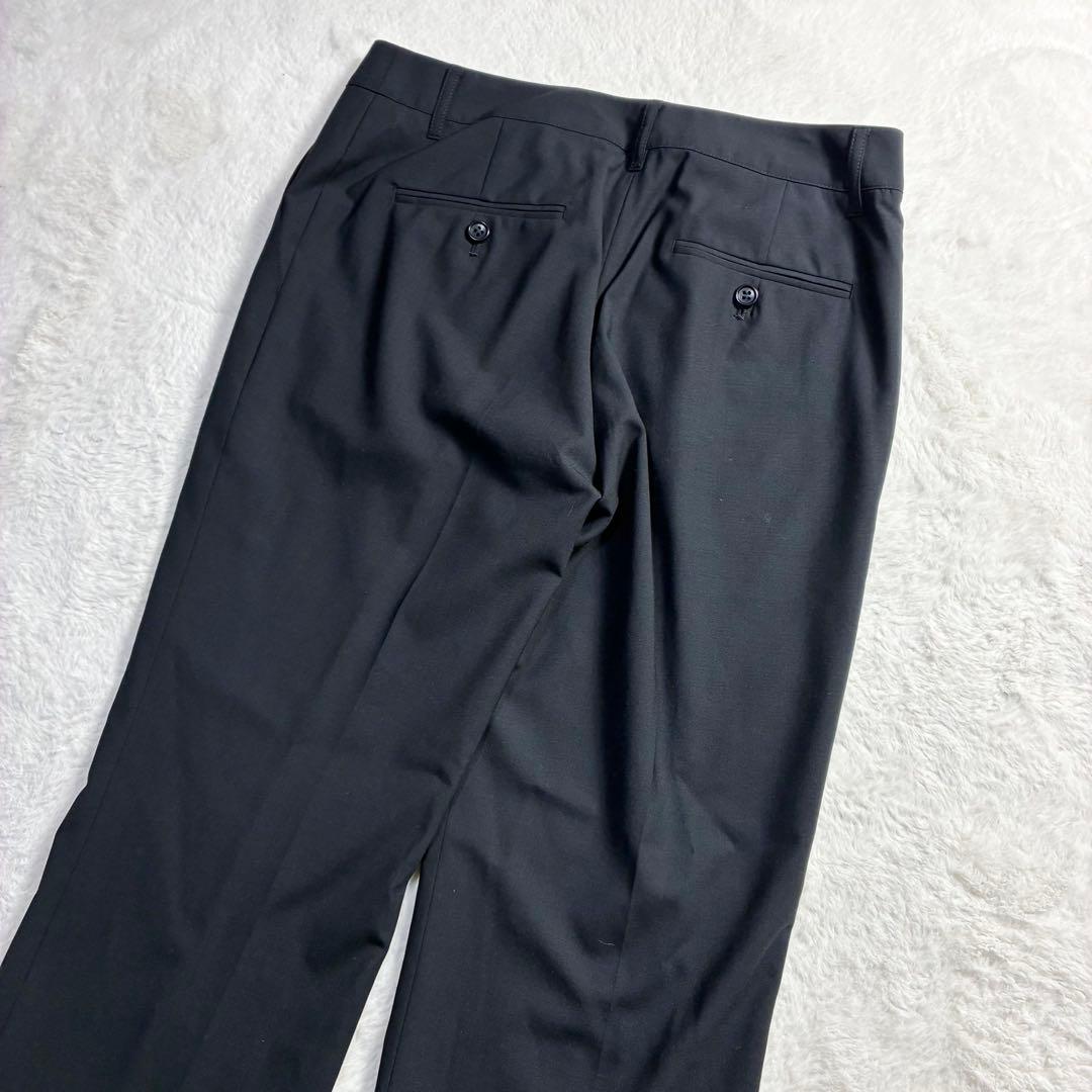 極美品 コムサイズム パンツスーツ ２点セット 黒 ブラック ウール混 春物