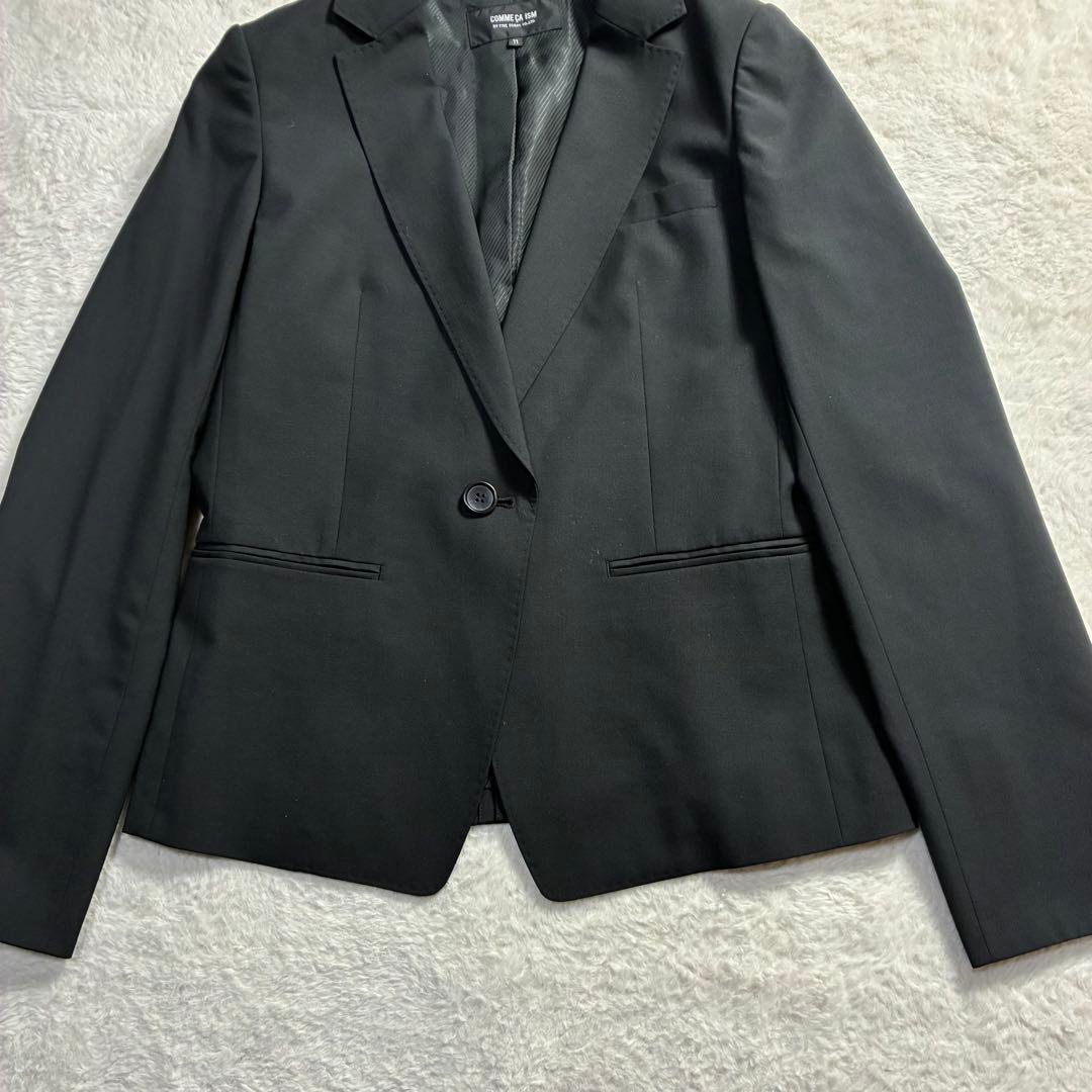 極美品 コムサイズム パンツスーツ ２点セット 黒 ブラック ウール混 春物