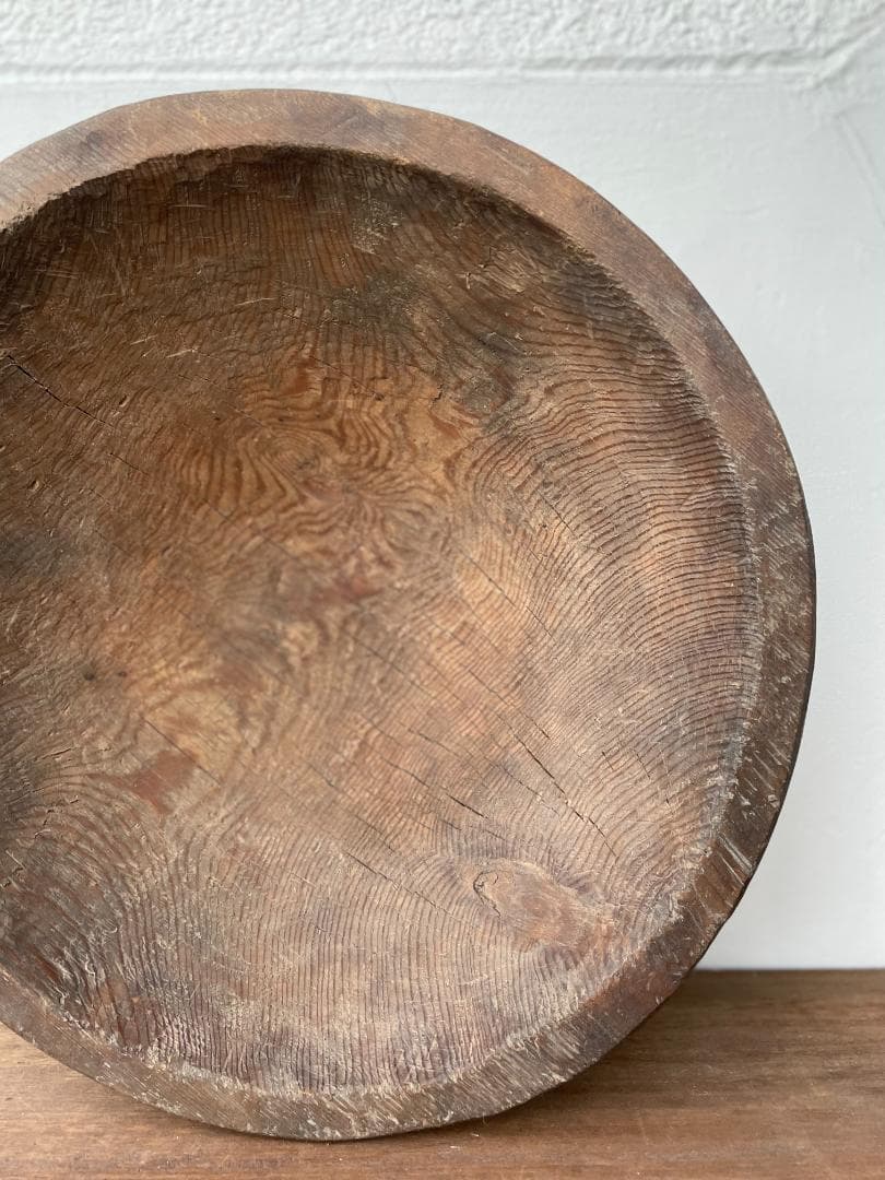 木製 ボウル こね鉢 生地鉢 ねり鉢 木鉢 民芸 アンティーク 古道具 一刀彫