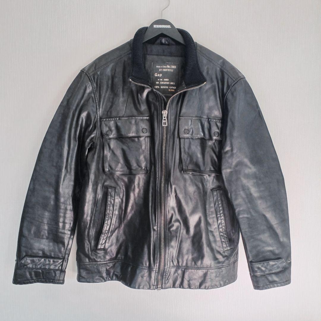 90's レザージャケット ギャップ　GAP 本革 XL ブラック