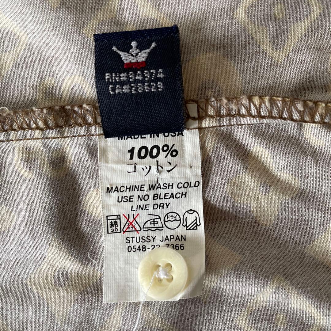 Old Stussy ボタンダウンシャツ 茶系 Mサイズ(大きめ)