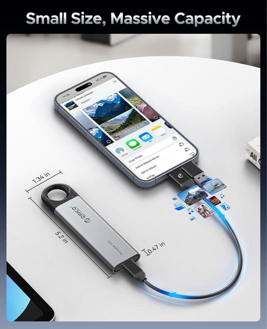 LCCL　ORICO ポータブルSSD シルバー 2TB