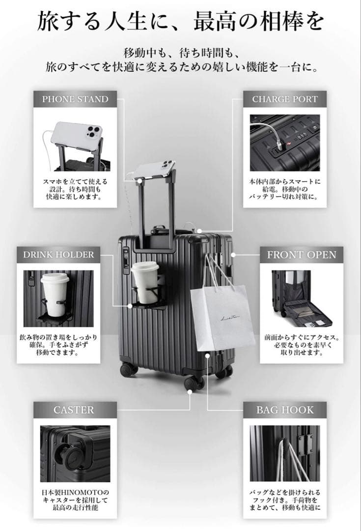 Libetee リベティ キャリーケース　M size エナメルシルバー