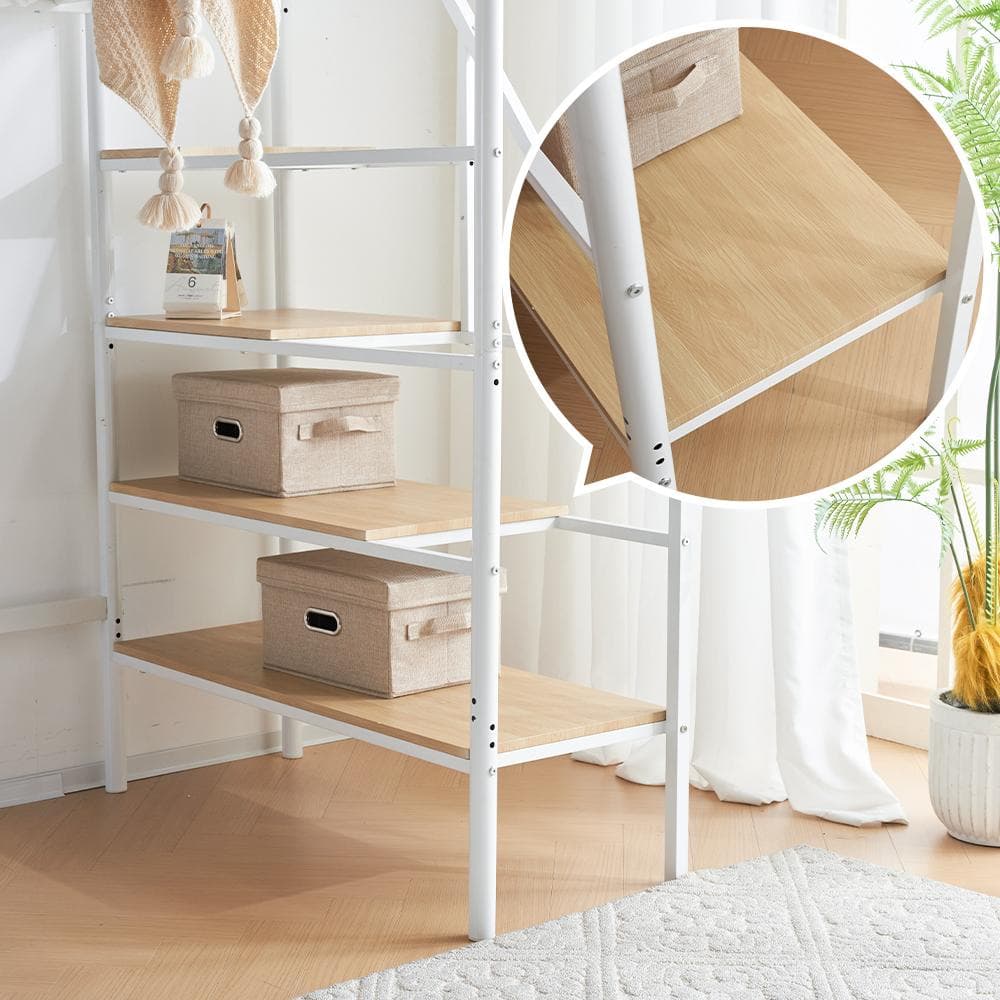 ロフトベッド（S） デスク付き　コンセント付x収納付き 耐荷重150　WHITE