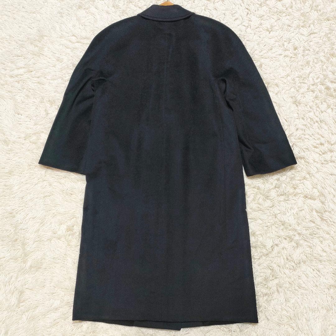 着丈106cm　カシミヤ100%　ダブルチェスターコート　ロング　黒　レディース