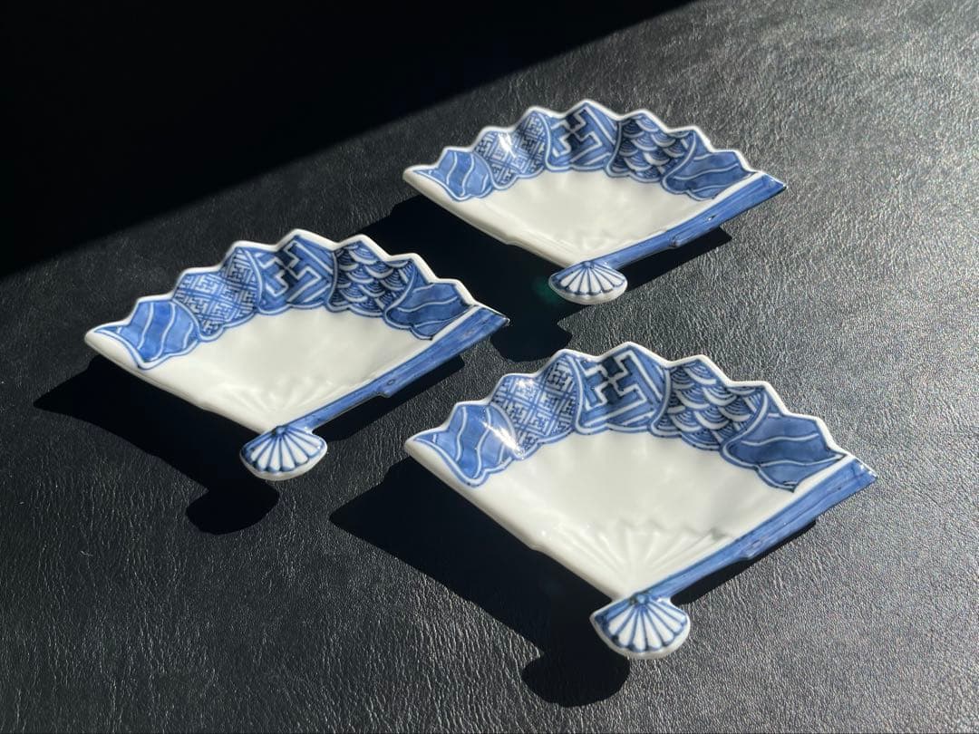 京焼　清水焼　平安壹楽　山本壹楽　扇形皿　小皿　３点