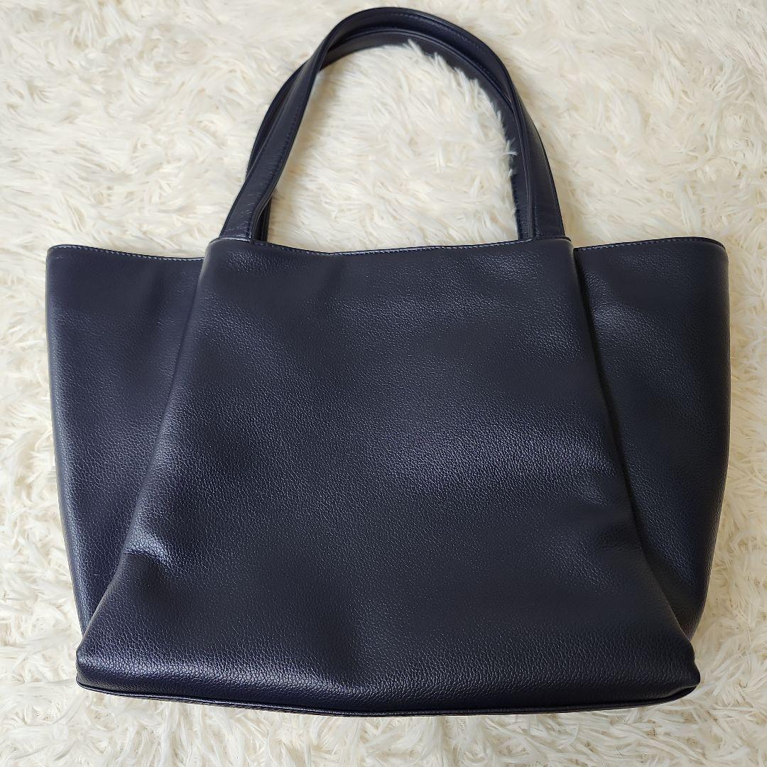 【極美品】キタムラ　ネイビー　レザー トートバッグ