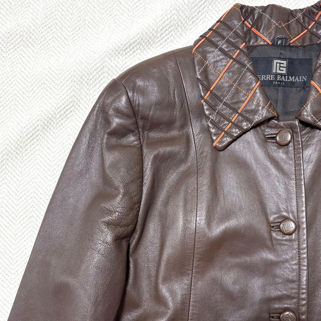 極美品 PIERRE BALMAIN VINTAGE ナッパレザー レザーコート