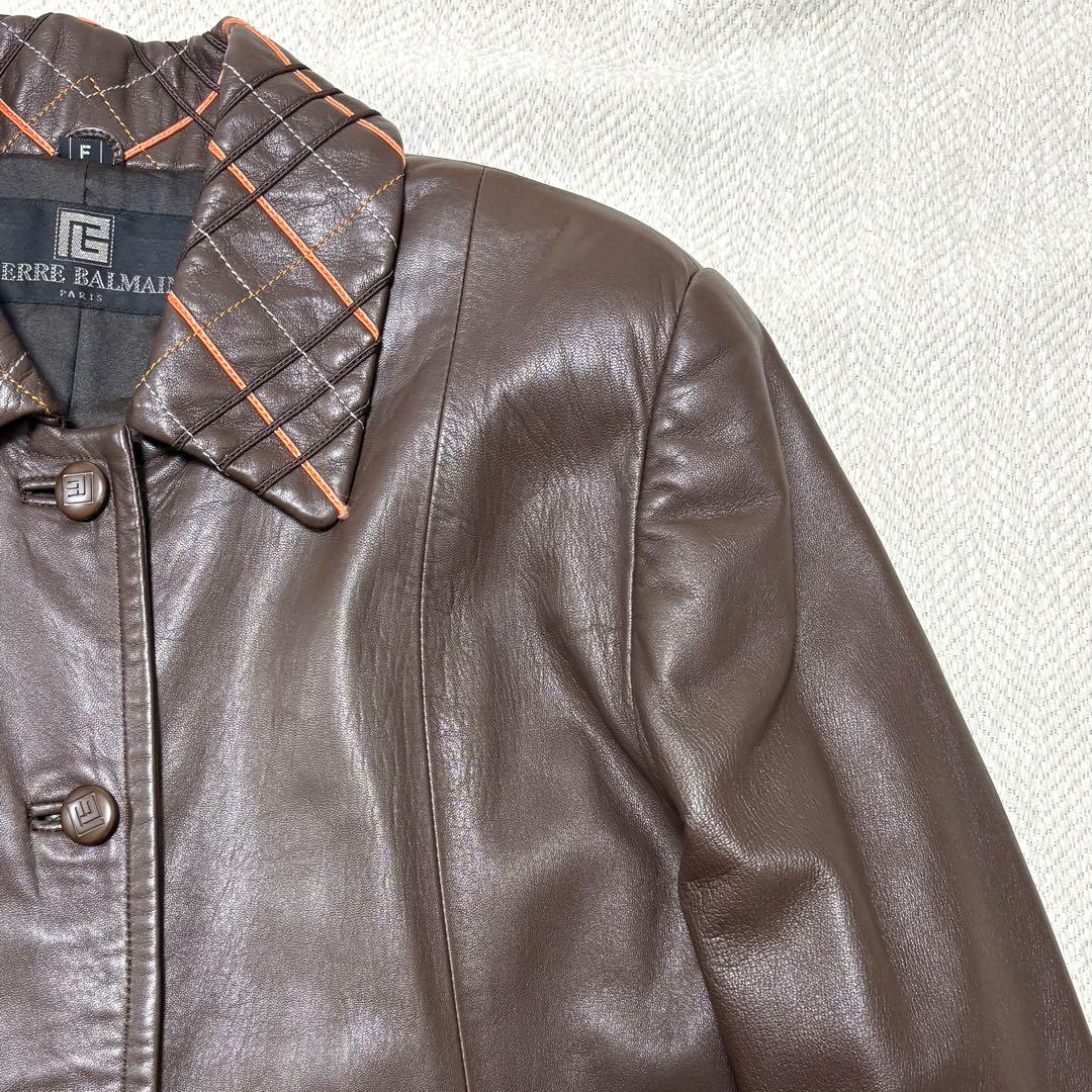 極美品 PIERRE BALMAIN VINTAGE ナッパレザー レザーコート