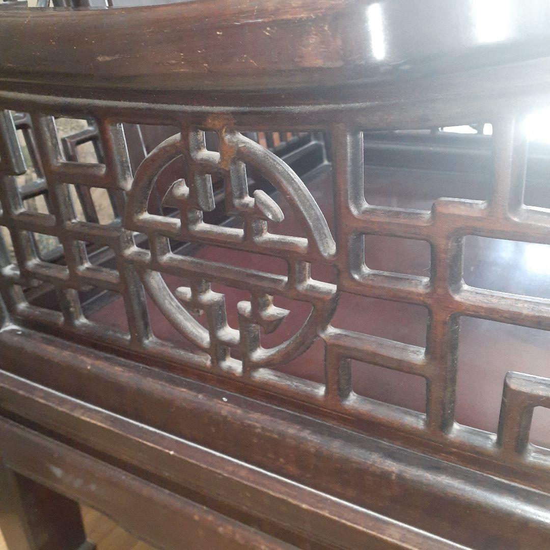 【貴重】アンティークチェア 唐木 中国 花梨 螺鈿 花鳥図 レトロ