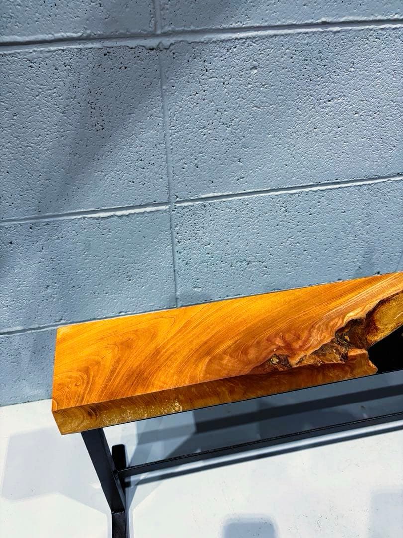 欅材アイアンシェルフ　観葉植物置き台　コーヒーテーブル　ナイトテーブル