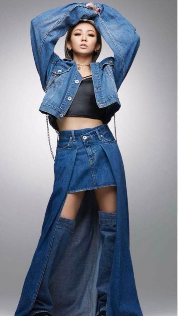 OVERLAP EMBOSSロングデニムスカート M 倖田來未コラボ