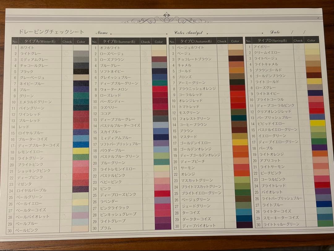 【美品】パーソナルカラー診断一式セット(ロック付ドレープ120色+おまけ付！)