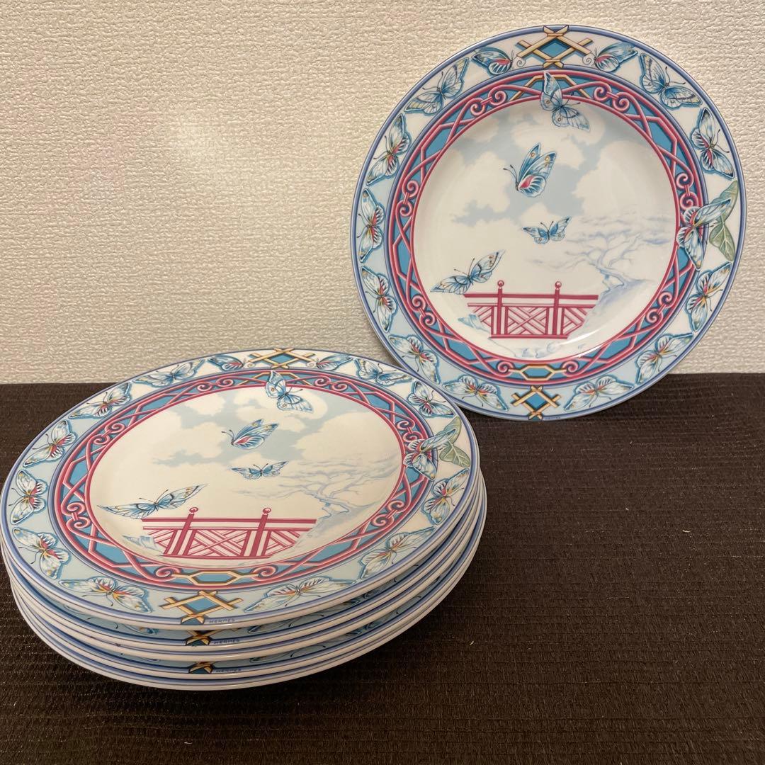 エルメス　ジャルダン・ド・パピヨン　ディナープレート　23.5cm