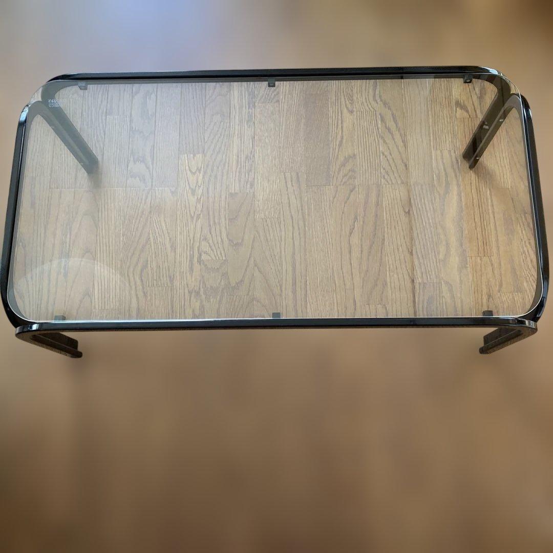 希少　レトロ　ガラステーブル　ブラック