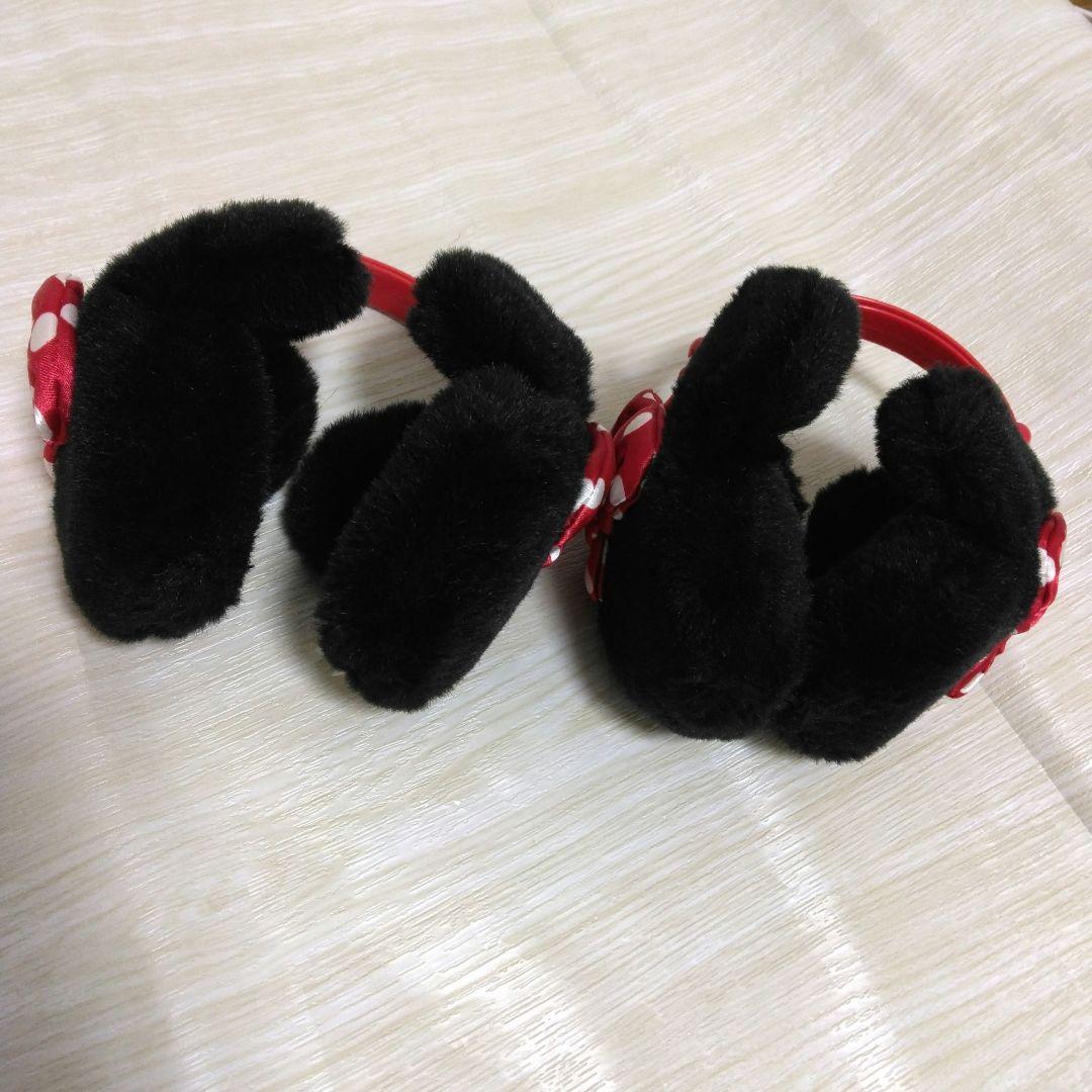 ディズニー　ミニー　イヤーマフ　赤　リボン　耳当て　セット　ペア　２つ　ミッキー