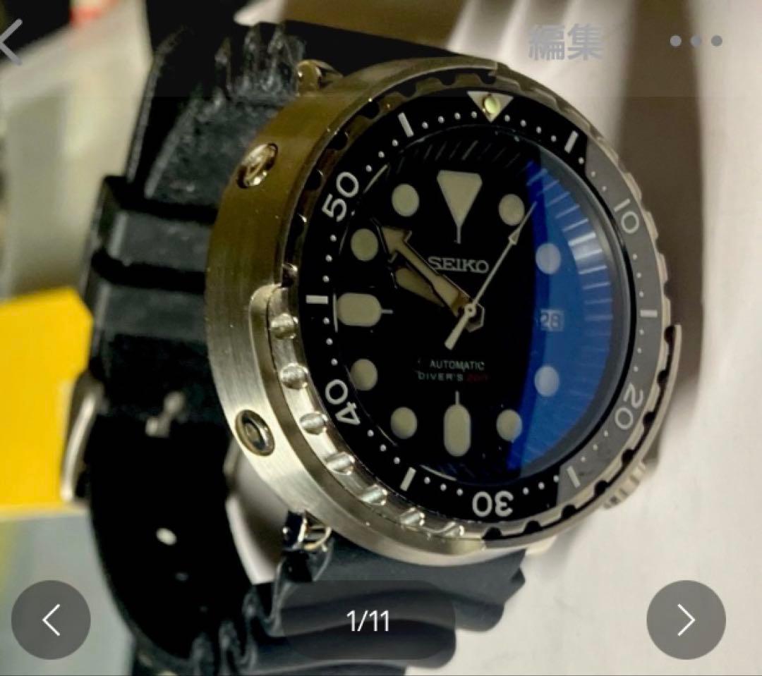 7s26-0020ベースカスタムミニツナ缶自動巻4r36美品完動品SKX007