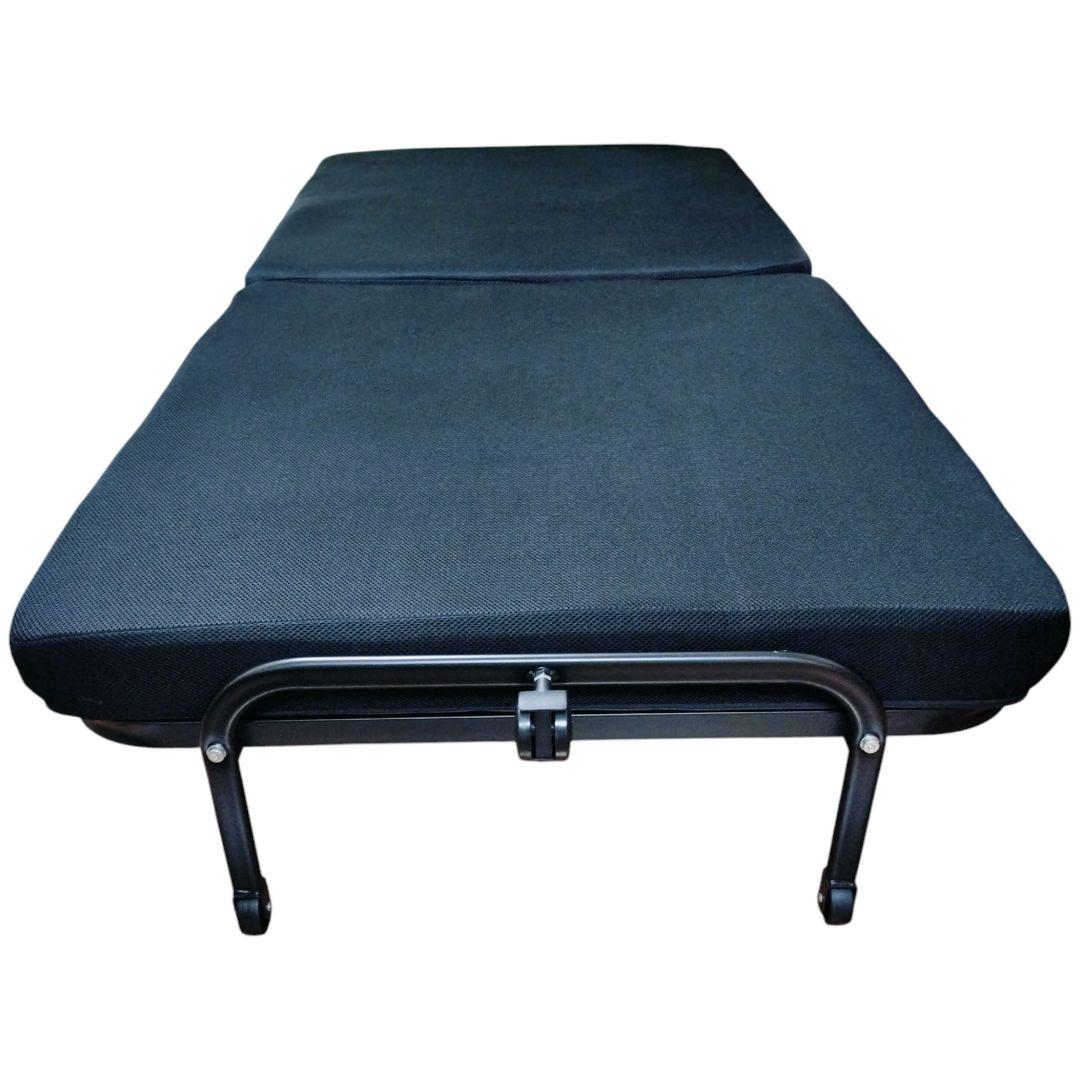 最終値下げ　キャスター付き折りたたみベッド ブラック　メッシュ素材シングルサイズ