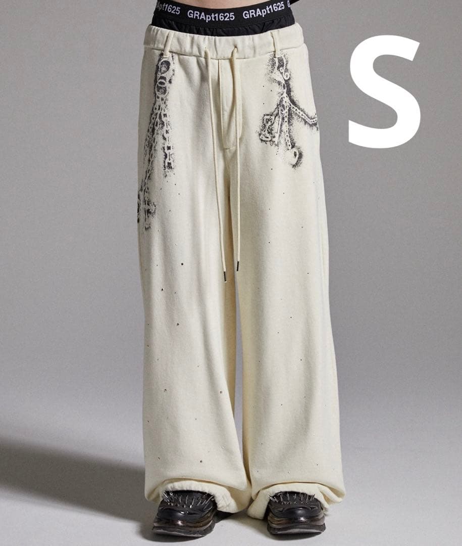 か*い様 【GRANCY】 ラインストーンデザインレイヤードスウェットパンツ ホ