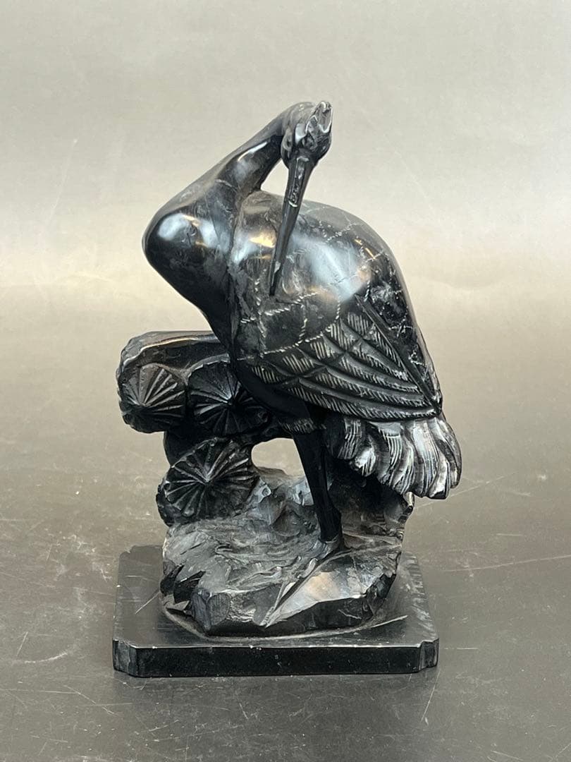 墨晶石亀、鶴一双 2セット　中国工艺品　送料込み