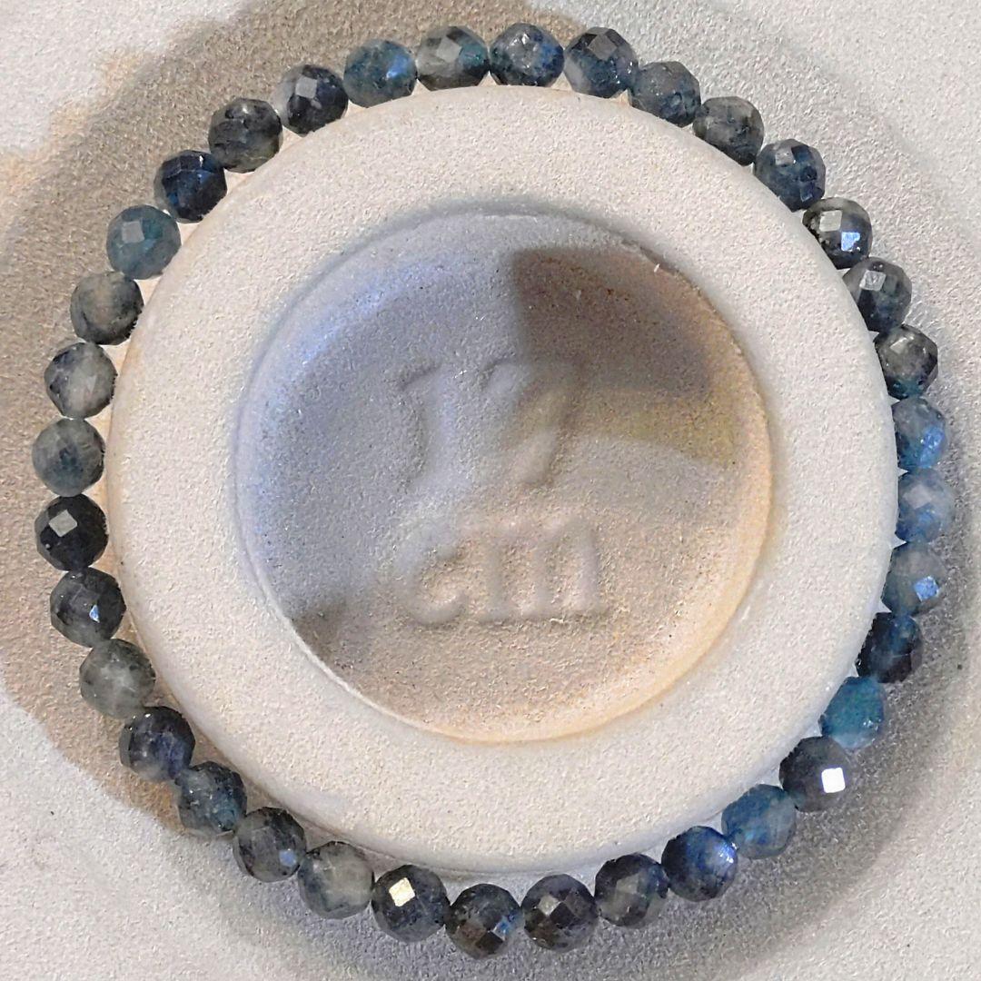 ★クォーツwithインディゴライトトルマリンカット 5ミリブレス③(珍品 SA)