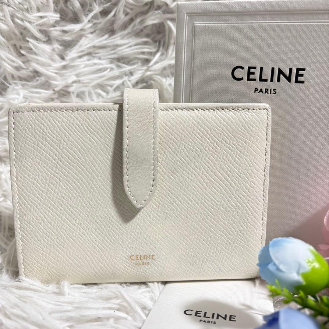 ✨美品✨セリーヌ 折り財布 ストラップウォレット マルチファンクション 金ロゴ