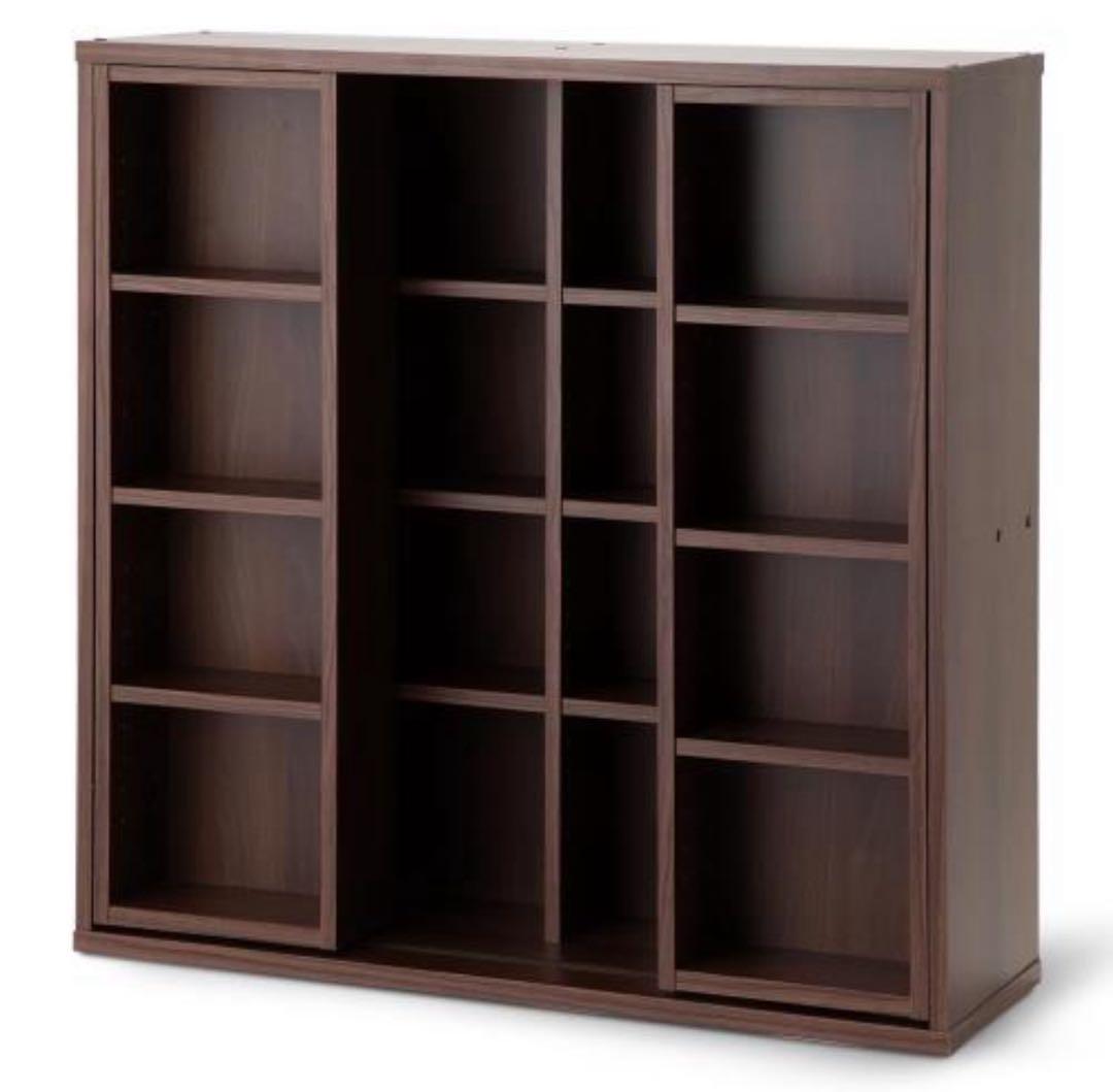 本棚　スライド式　マガジンラック　大容量　本収納　ウォールナット