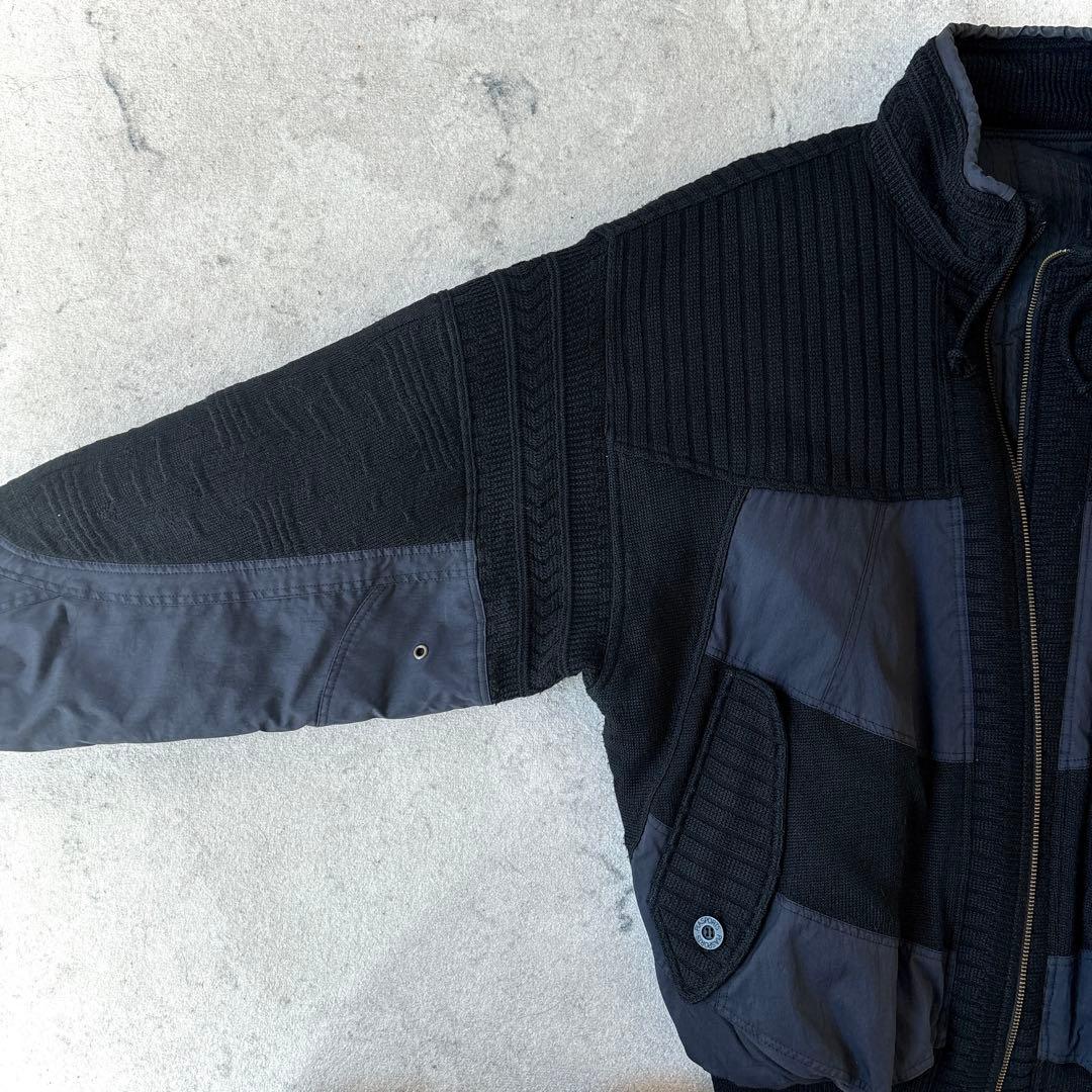 90s ピアスポーツ ウール ナイロン切り替え ドライバーズニット ジャケット