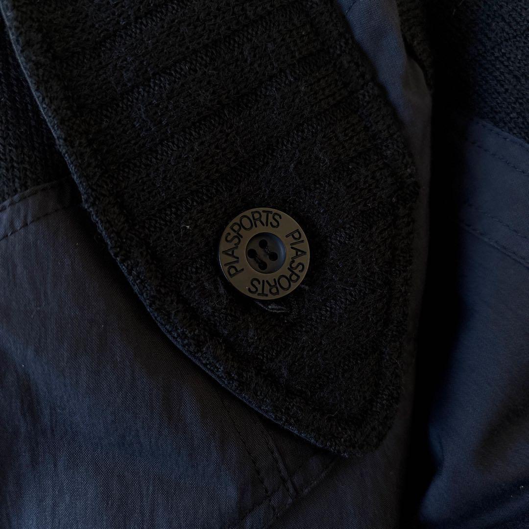 90s ピアスポーツ ウール ナイロン切り替え ドライバーズニット ジャケット