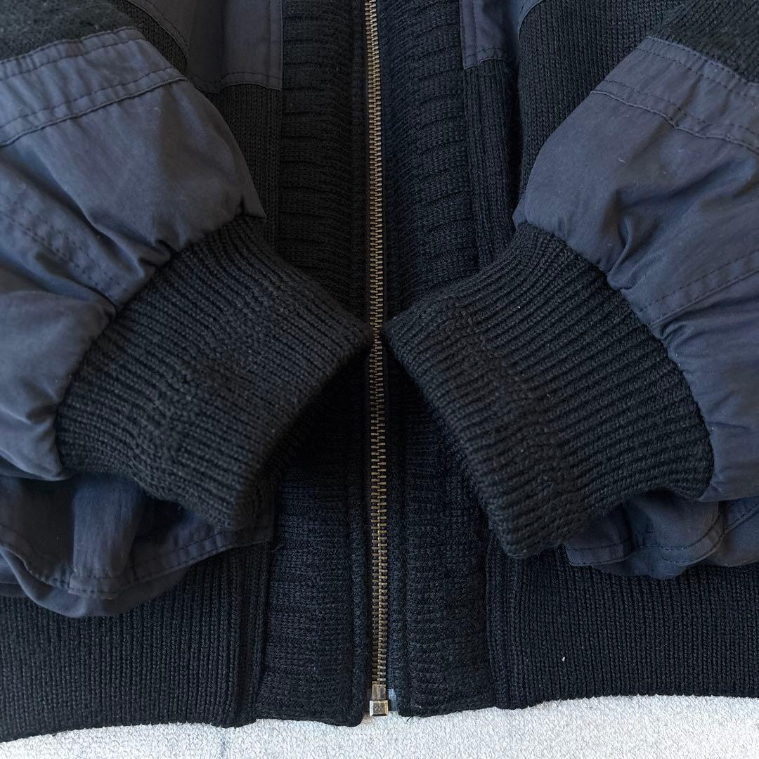 90s ピアスポーツ ウール ナイロン切り替え ドライバーズニット ジャケット