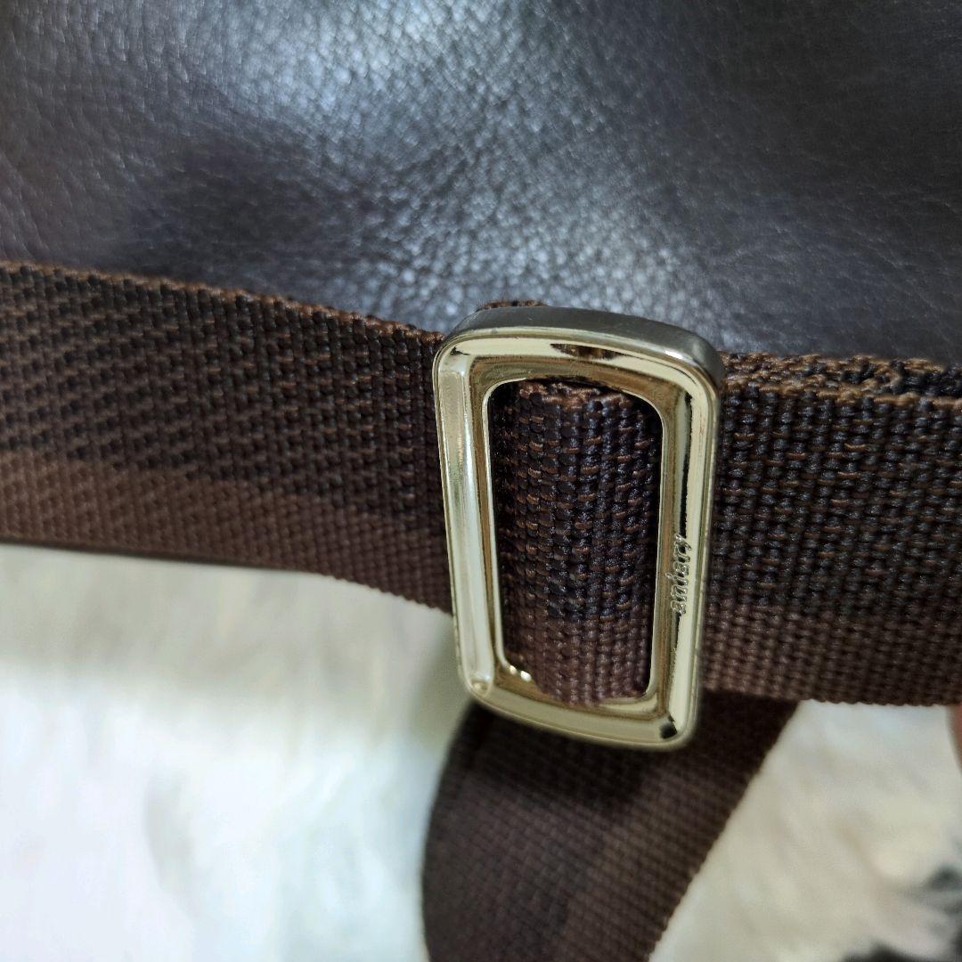 アニアリ　ボディバッグ　ショルダー　レザー　革　　ブラウン　ゴールド　カモフラ