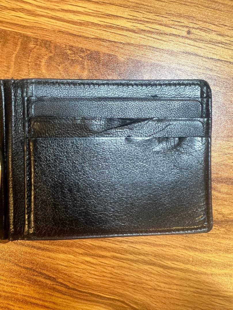 BALENCIAGA ブラック レザー マネークリップ