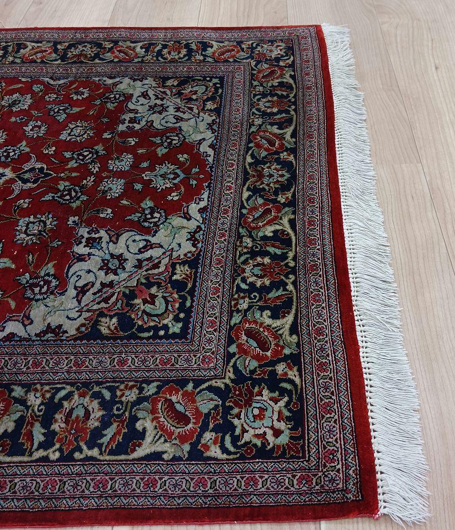 スイカ Y3017 高級ペルシャ絨毯 クム産 シルク100% 手織