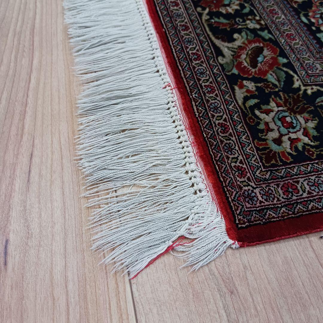 スイカ Y3017 高級ペルシャ絨毯 クム産 シルク100% 手織