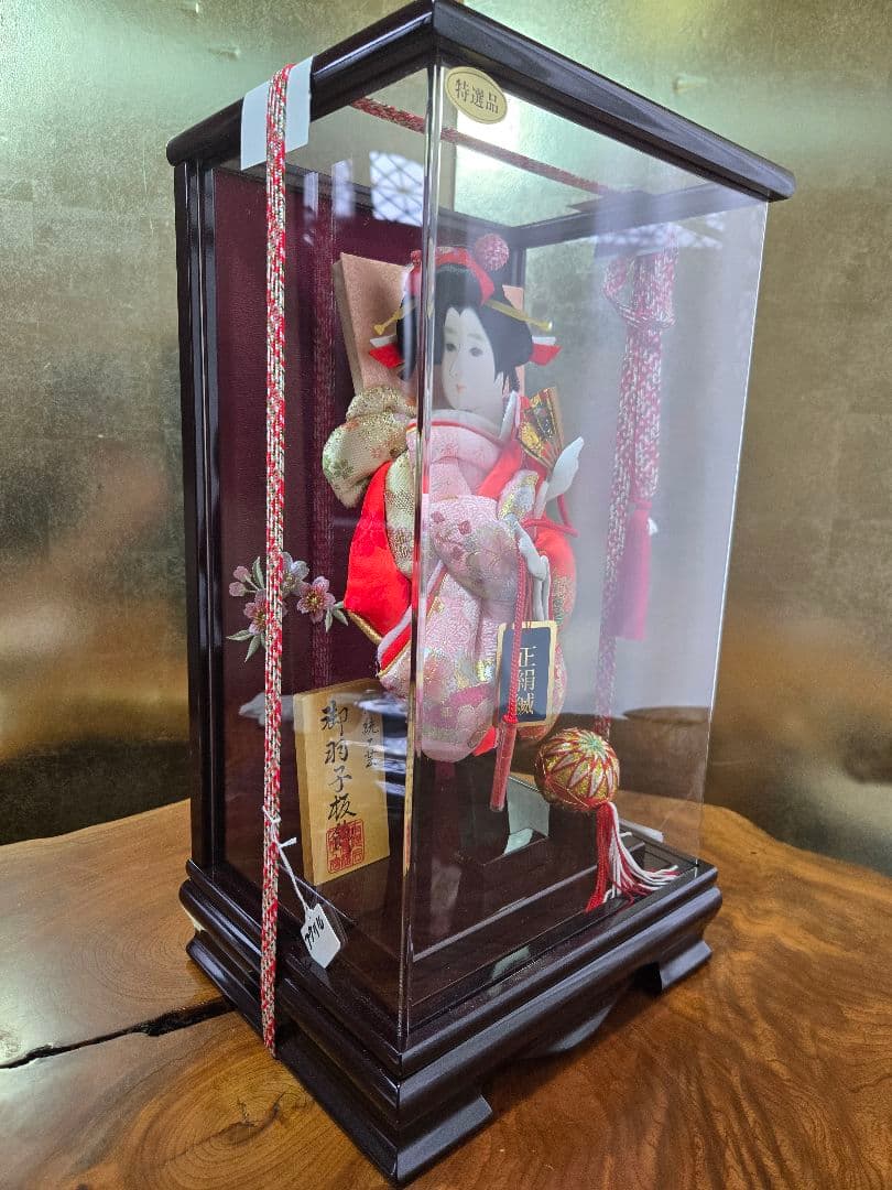 【一点限り】正月飾り　羽子板　ケース飾り　H46