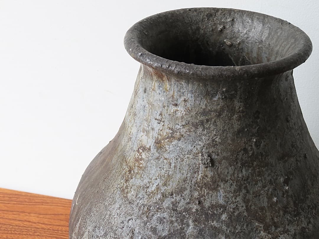 【値下】青娥窯　松元洋一作⑦　『自然釉花入』　穴窯焼成