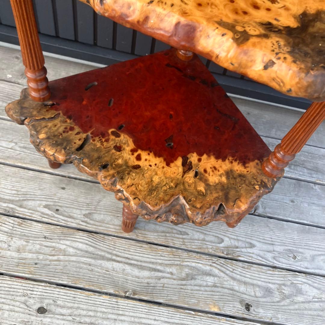 昭和レトロ ミッドセンチュリー 一枚板 扇型 木製コーナーラック 飾り棚 古家具