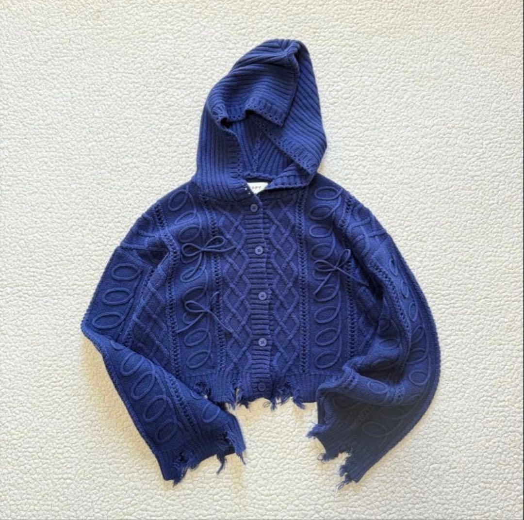 poppy くるくるリボンニット　あさぎーにょ