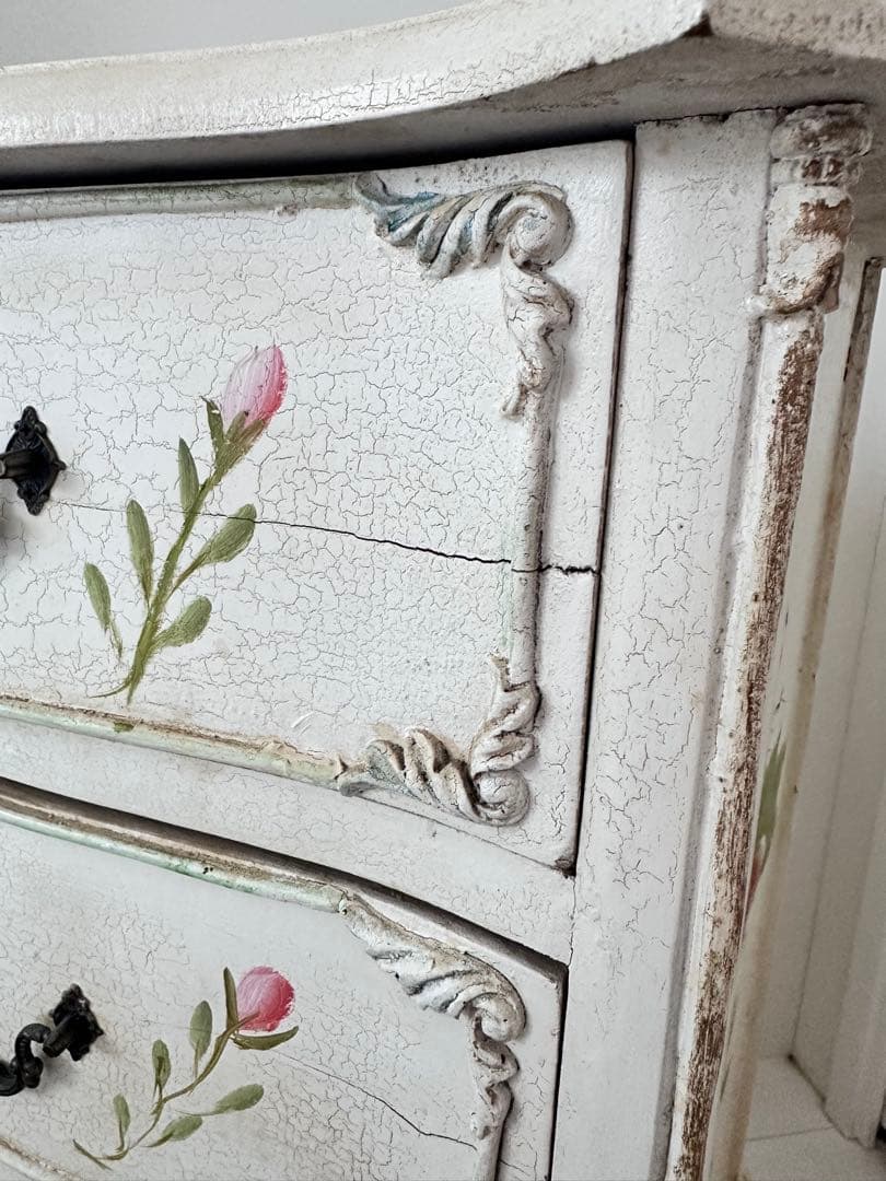 ロココ調家具/アンティーク家具/クラック塗装/薔薇ペイント家具/イマンマニー好き